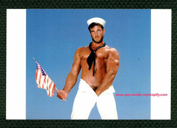 POSTCARD / Rick Wolfmier, sailor with flag