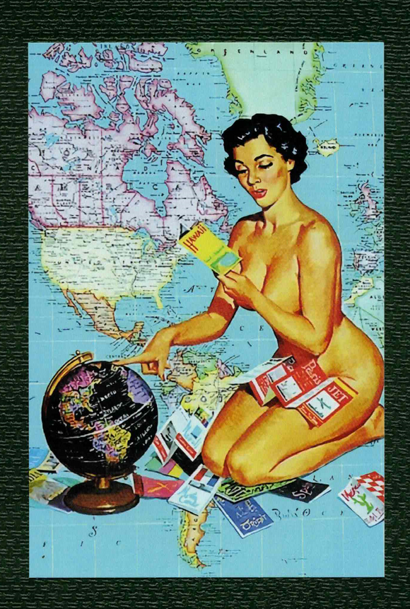 POSTCARD / Pin-up / Simone, Around the world / 1960s / AL BRULÉ