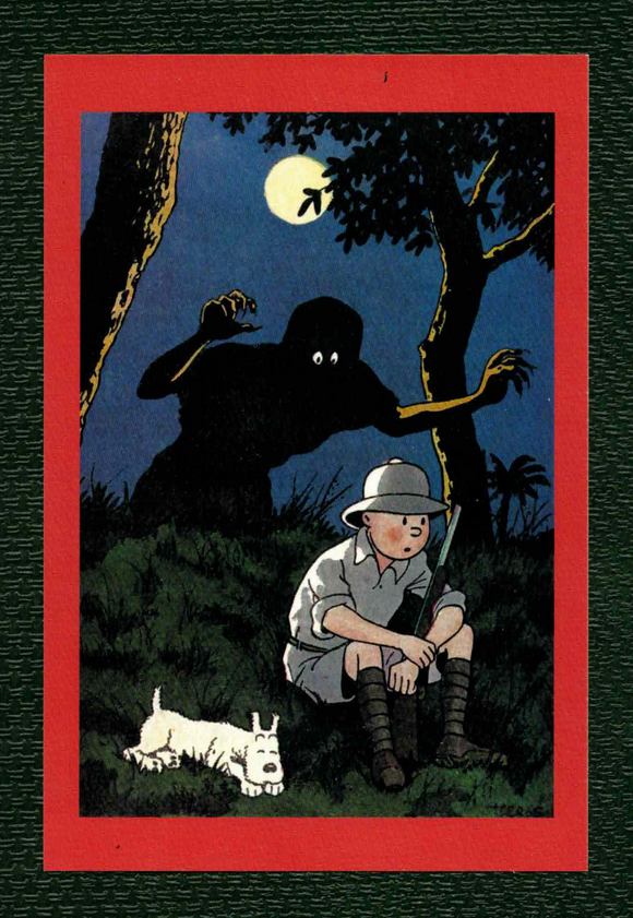 POSTCARD / Hergé / Tintin au Congo, 1937 / Leopard Man