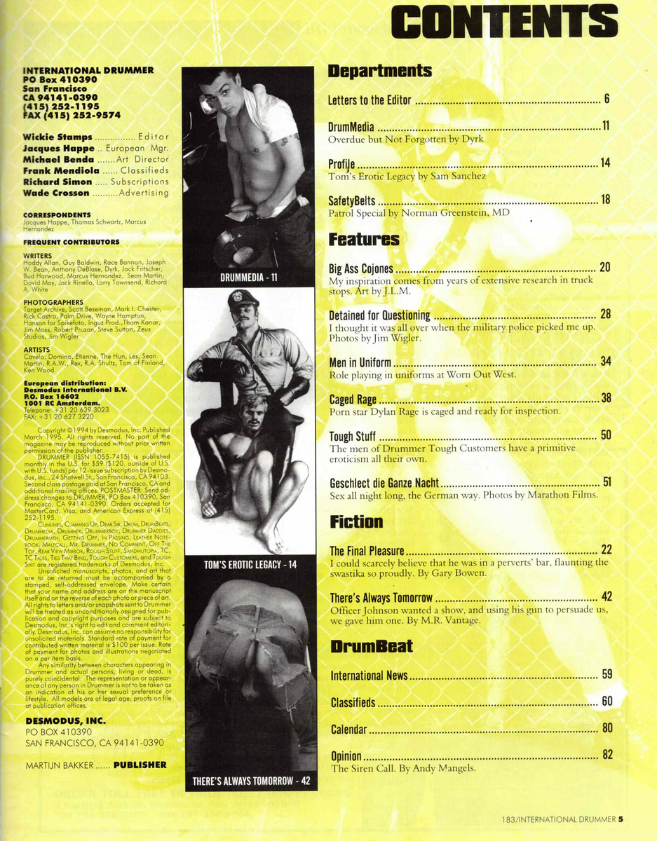 Drummer / 1995 / No. 183 / Tom of Finland / Dylan Rage – Zeus Gay Boutik