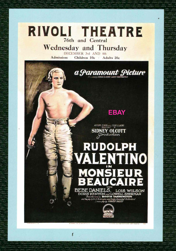 POSTCARD / Rudolph Valentino / Monsieur Beaucaire, 1924