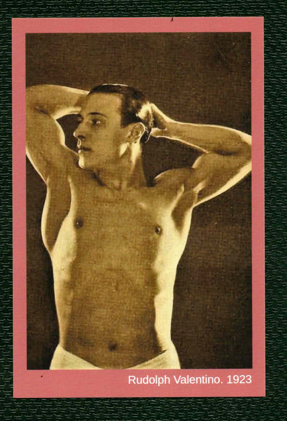 POSTCARD / Rudolph Valentino exercising, 1923