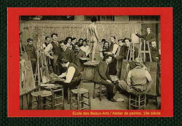 POSTCARD / École des Beaux-Arts / Atelier de peintre, 19th century