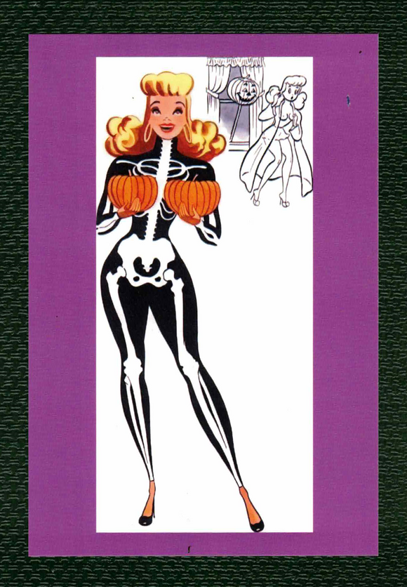 POSTCARD / Pin-up / Halloween Pumpkins, 1950s