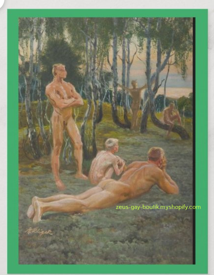POSTCARD / SELIGER, Max / Nude men in forest, 19th century