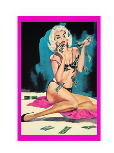 POSTCARD / Pin-up Pamela with money