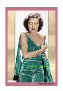 POSTCARD / Joan Crawford in green dress, 1930 / George Hurrell