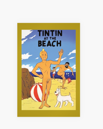 POSTCARD / Tintin + Haddock at the beach