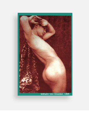 POSTCARD / VON GLOEDEN, Wilhelm / Male nude with leopard skin, 1895 (green)