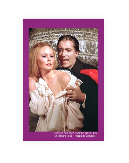 POSTCARD / Christopher Lee / Veronica Carlson / Dracula has risen from the grace, 1968