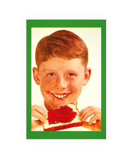 POSTCARD / Boy with bread and jelly, 1957