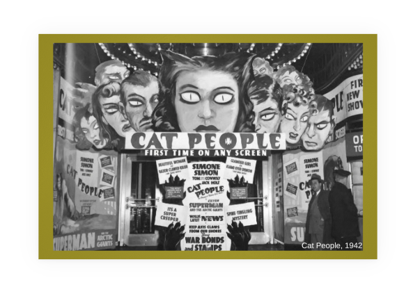 POSTCARD / Cat People / Val Lewton / Simone Simon / Theater marquee, 1 ...