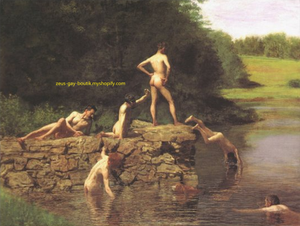 POSTCARD / EAKINS Thomas / The swimming hole, 1885