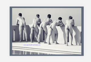 POSTCARD / Five nude men from back on balcony