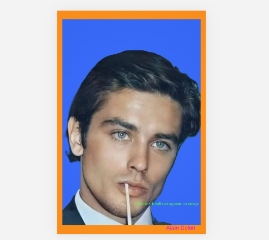 POSTCARD / Alain Delon with straw, 1966