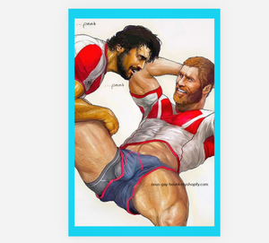 POSTCARD / Two rugbymen...pant...pant