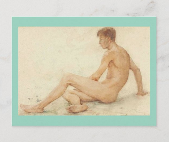 POSTCARD / TUKE Henry Scott / Nude seated turning away, 19th century