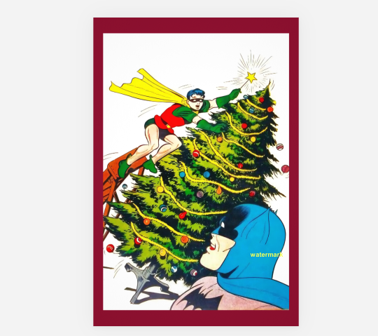 POSTCARD / BATMAN + ROBIN / Christmas Tree, 1940