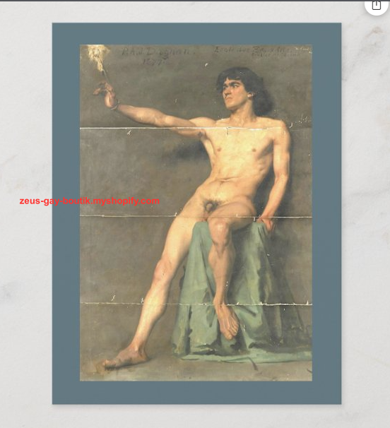 POSTCARD / DAGNAN-BOUVERET, Pascal / Male nude study, 1877