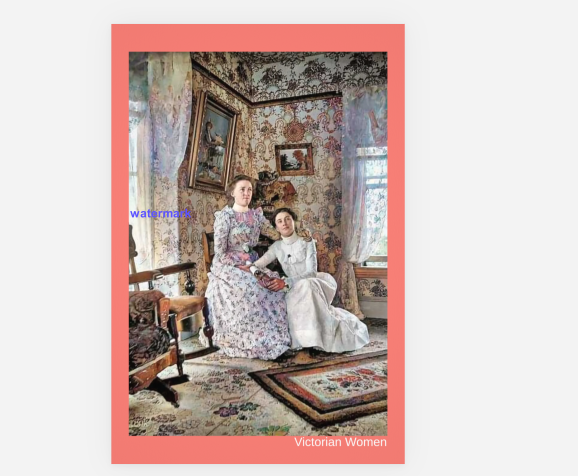 POSTCARD / Two Victorian women in parlor