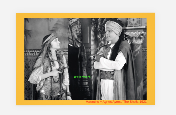 POSTCARD / Rudolph Valentino + Agnes Ayres / The Sheik, 1921