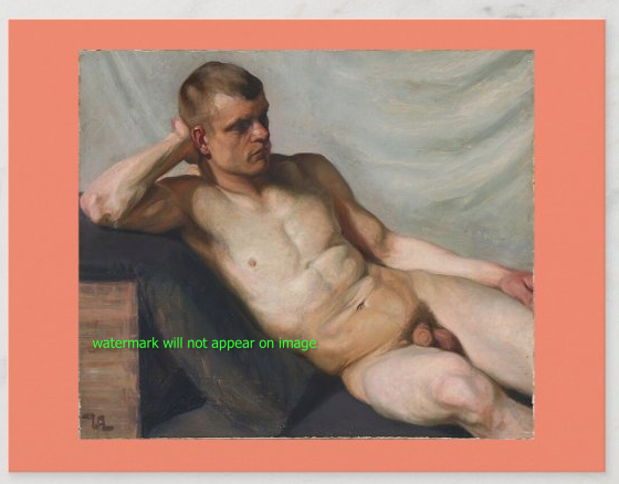 POSTCARD / VALDEMAR, Andersen / Reclining nude male, 1920s