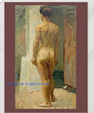 POSTCARD / BELGIAN School / Standing male nude, 19th century