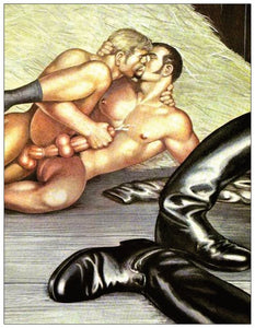 NOTE CARD / Tom of Finland / Two leather men in hay