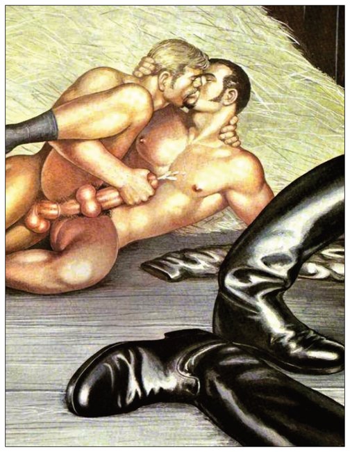 NOTE CARD / Tom of Finland / Two leather men in hay