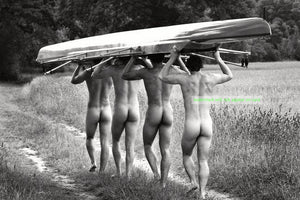 POSTCARD / Four nude rowers