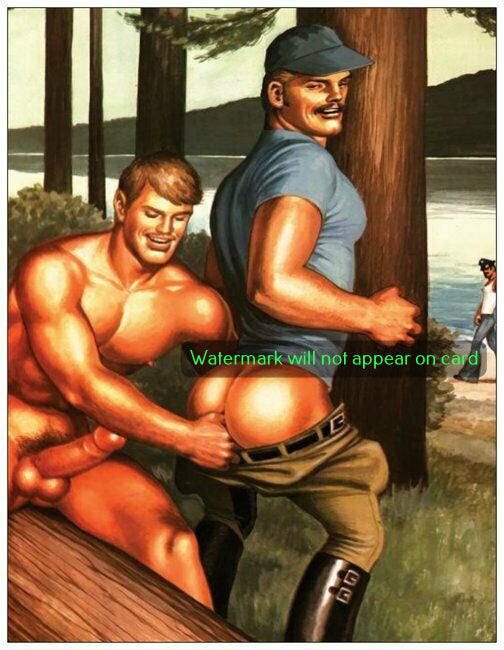 NOTE CARD / Tom of Finland / Men in action in the forest
