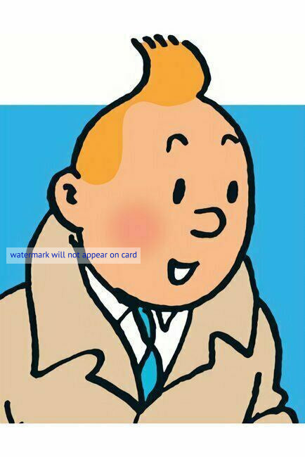 POSTCARD / Tintin on blue