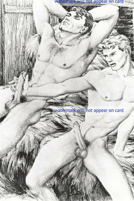 POSTCARD / BATE Neel (Blade) / Two nude men in barn hay