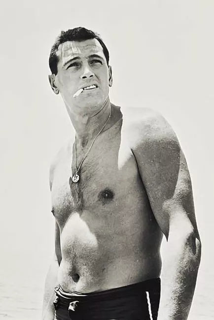 POSTCARD / Rock Hudson nude torso + cigarette