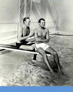 POSTCARD / Cary Grant + Randolph Scott at the pool, 1932