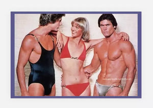 POSTCARD / Gordon Grant + Bob Noll in swimsuits, 1977