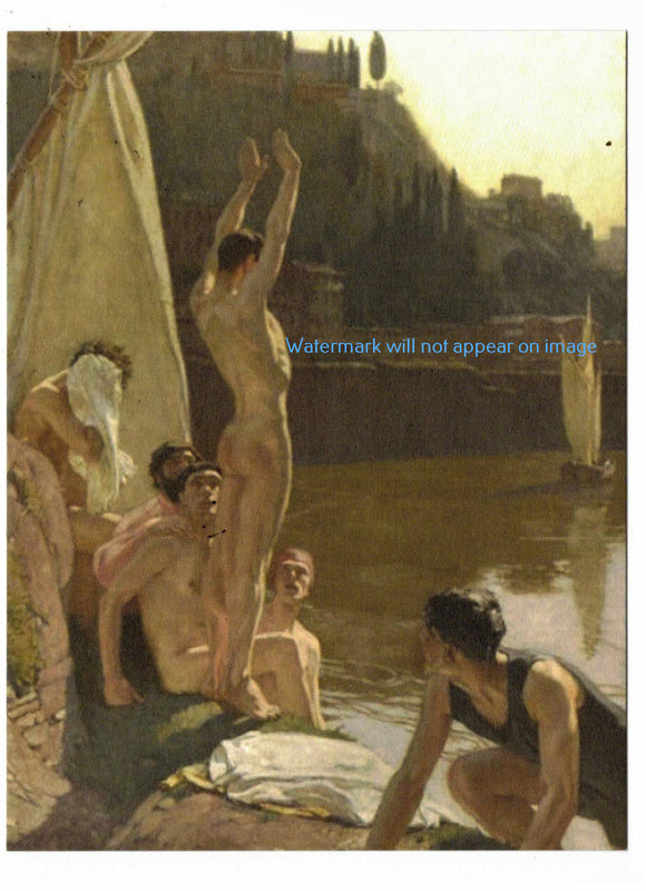 POSTCARD / LEROUX, George Paul / Bathers in the Tiber, 1909