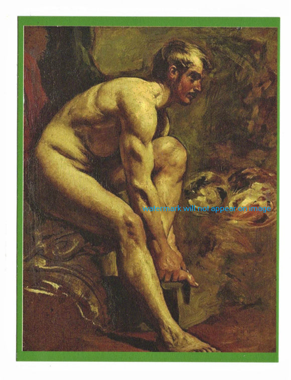 POSTCARD / ETTY William / Nude seated man, 1845