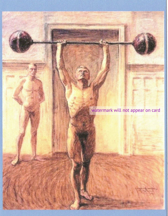 POSTCARD / JANSSON Eugen Fredrick / Pushing weights, 1912