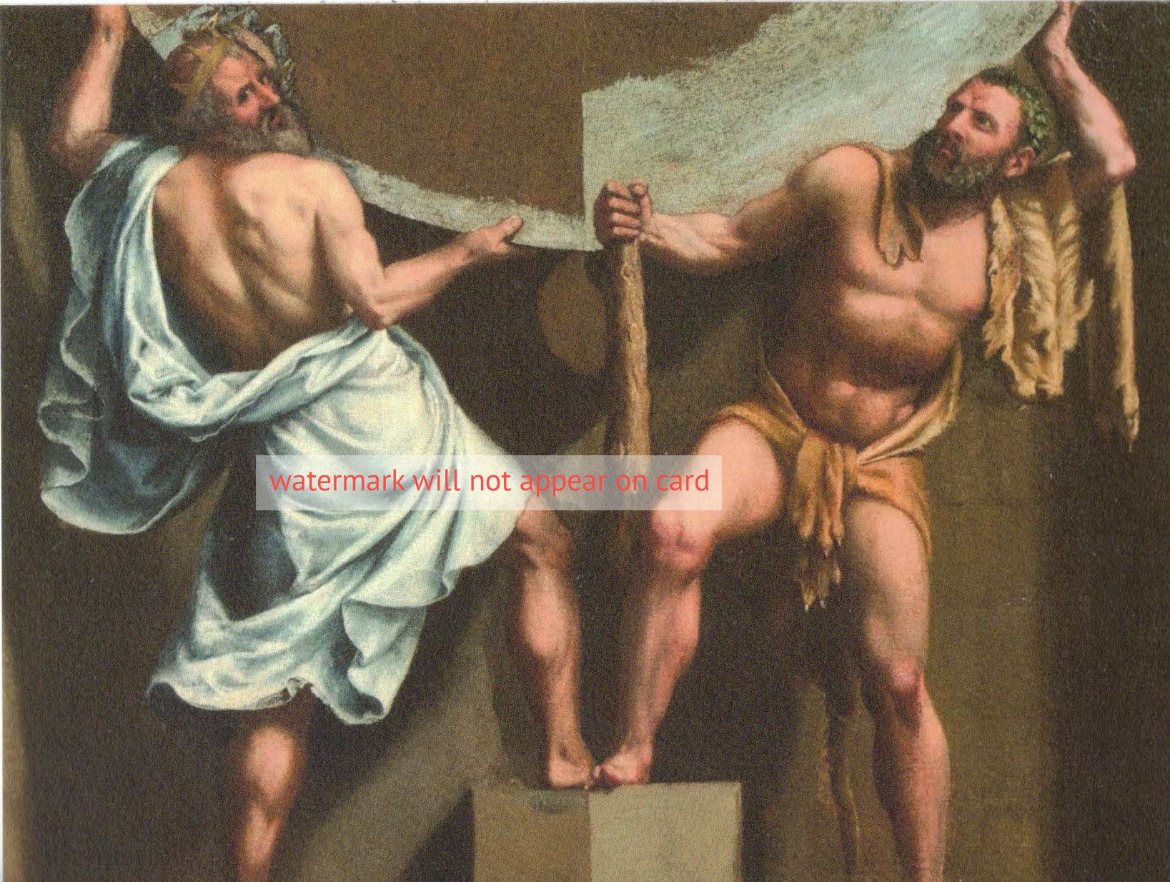 POSTCARD / ROMANO Giulio / Atlas + Hercules holding the world, 16th ce –  Zeus Gay Boutik