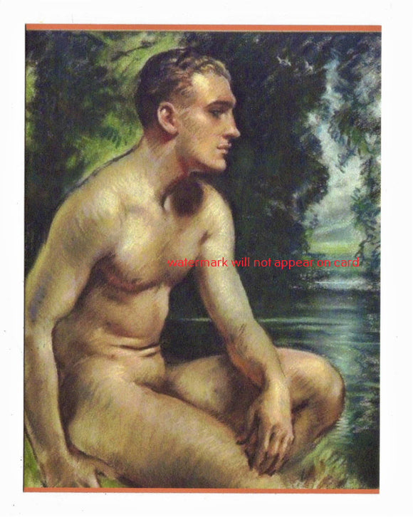 POSTCARD / RANKEN, William / Nude man, 1920s