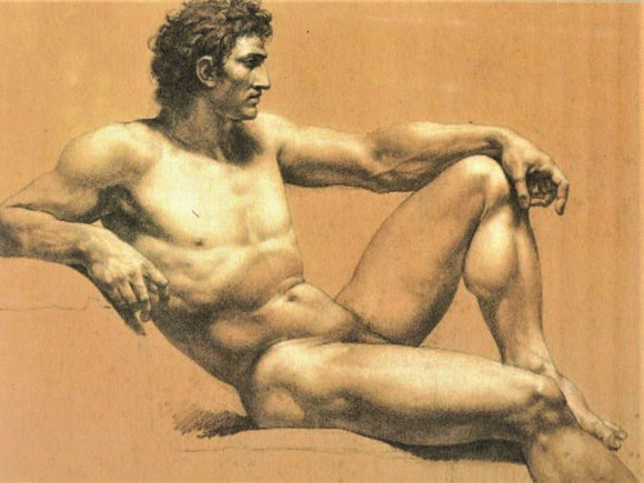 POSTCARD / REATTU Jacques / Male nude study, 18th century