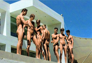 GREETING CARD / Nude men blue sky