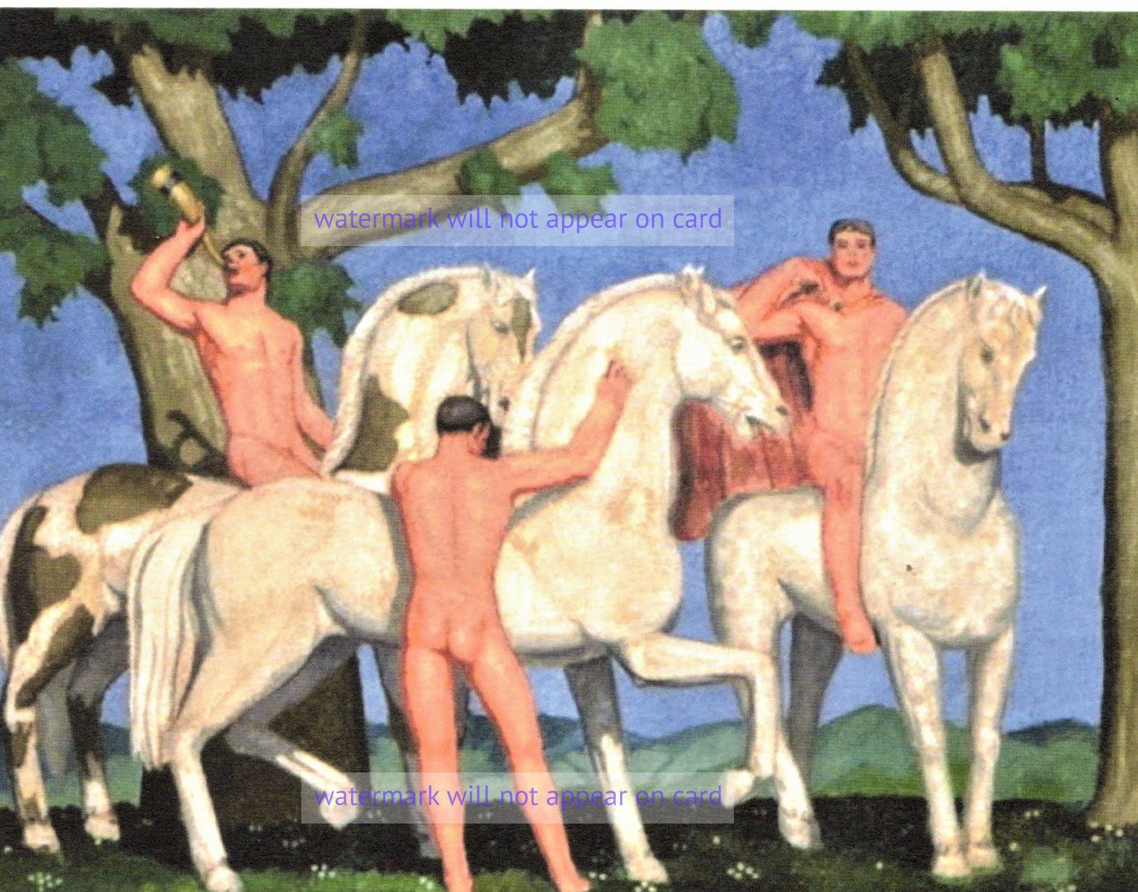 POSTCARD / LIAUSU Camille / Les Chevaux blancs, 1919 – Zeus Gay Boutik