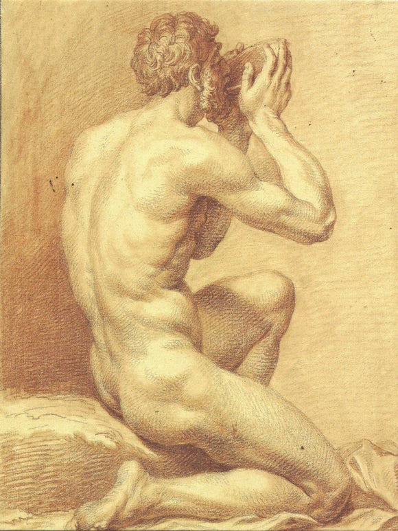 POSTCARD / PICARD Bernard / Male nude drinking, 1723