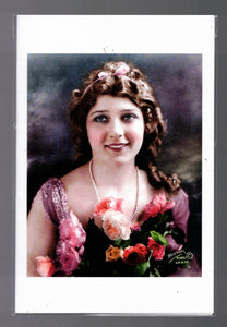 GREETING CARD / Mary Pickford with roses, 1918