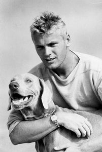 GREETING CARD / Tab Hunter + Dog