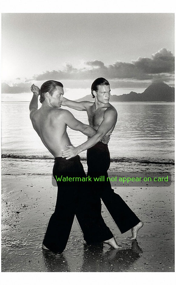 POSTCARD / Two male dancers on shore