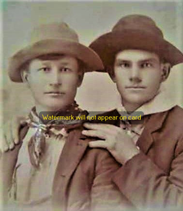 POSTCARD / Young men with hats / 19th century