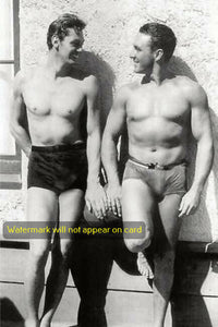 POSTCARD / George O'Brien + Johnny Weissmuller in swimsuits